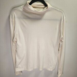 Eddie Bauer White Long Sleeve Turtle Neck Shirt - Size L